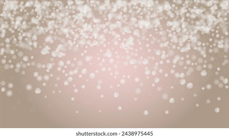Abstract Vector Pink Background with Silver and White Light Spots. Magic Shiny Pastel Print. Baby Print. Romantic Bokeh Blurred Page Design for Honeymoon. Gentle Stardust Pattern.