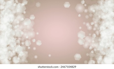 Abstract Vector Pink Background with Silver and White Light Spots. Magic Shiny Pastel Print. Baby Print. Romantic Bokeh Blurred Page Design for Women day. Gentle Stardust Pattern.