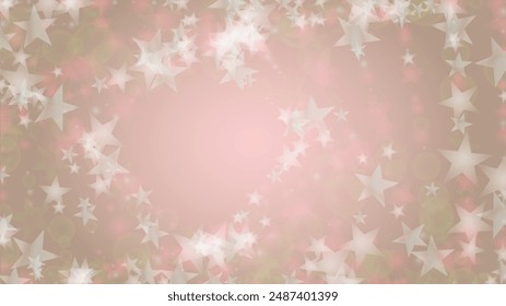 Abstract Vector Pink Background with Silver and White Light Spots. Magic Shiny Pastel Print. Baby Print. Romantic Bokeh Blurred Page Design for St' Valentines Day.  Gentle Stardust Pattern.