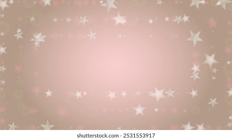 Abstract Vector Pink Background with Silver and White Light Spots. Magic Shiny Pastel Print. Baby Print. Romantic Bokeh Blurred Page Design for St' Valentines Day.  Gentle Stardust Pattern.