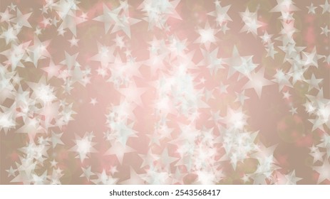 Abstract Vector Pink Background with Silver and White Light Spots. Magic Shiny Pastel Print. Baby Print. Romantic Bokeh Blurred Page Design for Honeymoon. Gentle Stardust Pattern.