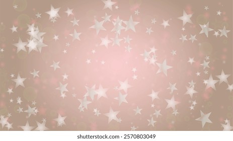 Abstract Vector Pink Background with Silver and White Light Spots. Magic Shiny Pastel Print. Baby Print. Romantic Bokeh Blurred Page Design for Women day. Gentle Stardust Pattern.