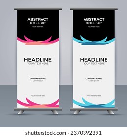 Resumen Diseño de banners modernos en color rosa y azul vectorial
