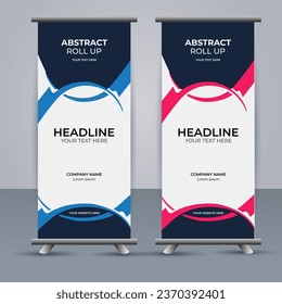 Abstract Vector pink and blue color modern roll up banner design