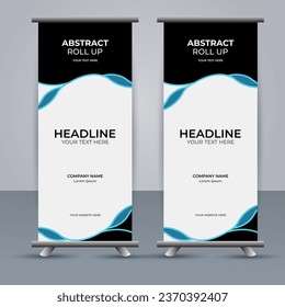 Abstract Vector pink and blue color modern roll up banner design