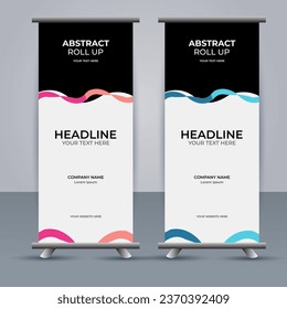 Resumen Diseño de banners modernos en color rosa y azul vectorial