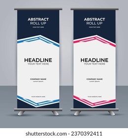 Abstract Vector pink and blue color modern roll up banner design