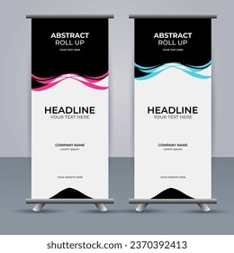 Resumen Diseño de banners modernos en color rosa y azul vectorial