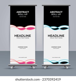 Abstract Vector pink and blue color modern roll up banner design
