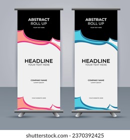 Resumen Diseño de banners modernos en color rosa y azul vectorial