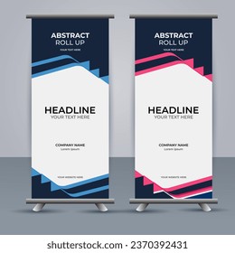 Resumen Diseño de banners modernos en color rosa y azul vectorial