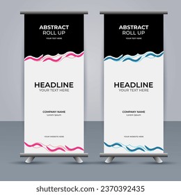 Resumen Diseño de banners modernos en color rosa y azul vectorial