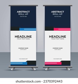 Abstract Vector pink and blue color modern roll up banner design