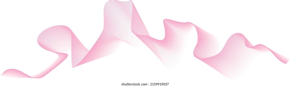 abstract vector pink colored wave melody lines on white background