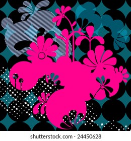 abstract vector with pink flowers