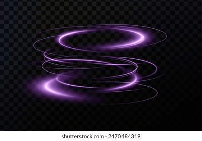 Abstract vector pink light lines swirling in a spiral. Light simulation of line movement. Light trail from the ring. Illuminated podium for promotional products.	