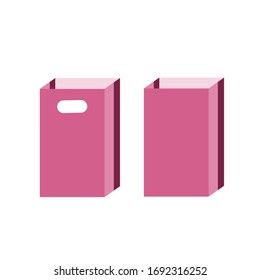 Abstract Vector Of Pink Paper Gift Bag On White Background