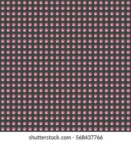 Abstract vector pink polka dots pattern on the grey background.
