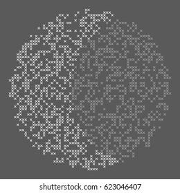 Abstract vector pixel background. Sphere technology illustration. Digital data pattern.
Web design elements. Science texture.