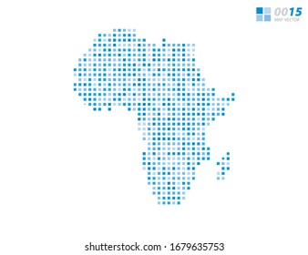 Mapa abstracto azul de píxel vectorial de África. Medio tono organizado en capas para una edición sencilla.