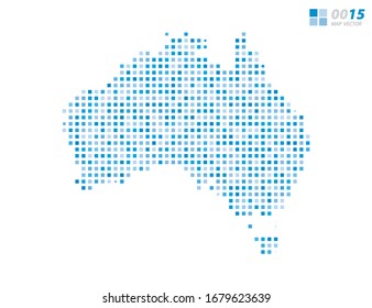 Abstract vector pixel blue of Australia map. Halftone organized in layers for easy editing.