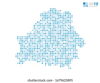Abstract vector pixel blue of Belarus map. Halftone organized in layers for easy editing.