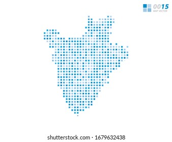 Abstract vector pixel blue of Burundi map. Halftone organized in layers for easy editing.