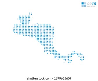 Abstract vector pixel blue of Central America map. Halftone organized in layers for easy editing.