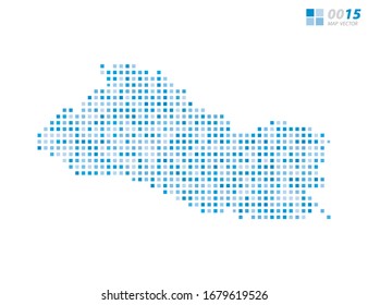 Abstract vector pixel blue of El Salvador map. Halftone organized in layers for easy editing.