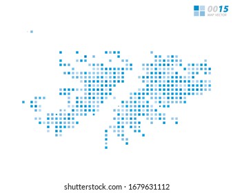 Abstract vector pixel blue of Falkland Islands map. Halftone organized in layers for easy editing.