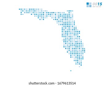 Abstract vector pixel blue of Florida map. Halftone organized in layers for easy editing.