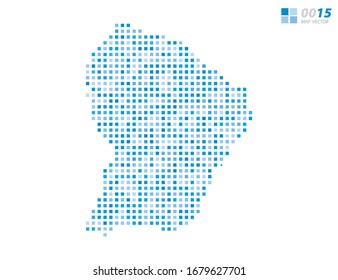 Abstract vector pixel blue of French Guiana map. Halftone organized in layers for easy editing.