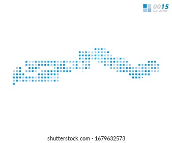 Abstract vector pixel blue of Gambia map. Halftone organized in layers for easy editing.