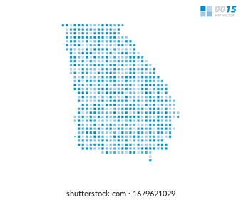 Abstract vector pixel blue of Georgia (USA) map. Halftone organized in layers for easy editing.