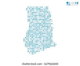 Abstract vector pixel blue of Ghana map. Halftone organized in layers for easy editing.