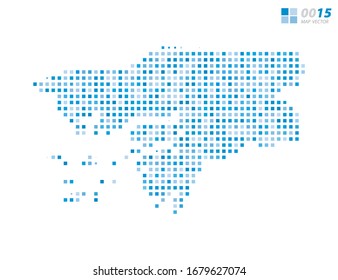 Mapa azul del píxel vector abstracto de Guinea Bissau. Medio tono organizado en capas para una edición sencilla.