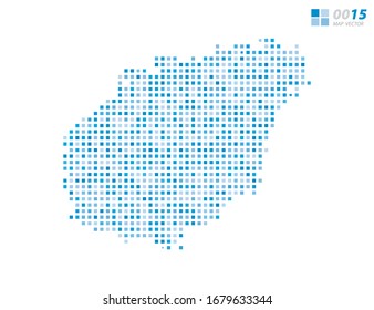 Abstract vector pixel blue of Hainan map. Halftone organized in layers for easy editing.