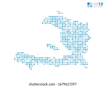 Abstract vector pixel blue of Haiti map. Halftone organized in layers for easy editing.