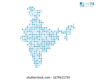 Abstract vector pixel blue of India map. Halftone organized in layers for easy editing.