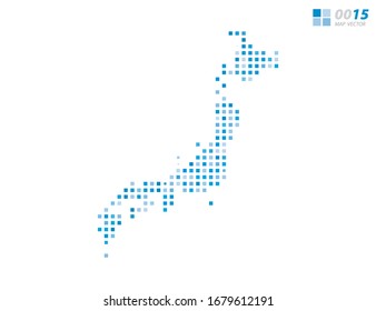 Mapa azul del píxel vector abstracto de Japón. Medio tono organizado en capas para una edición sencilla.