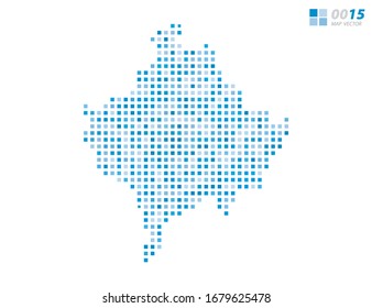 Abstract vector pixel blue of Kosovo map. Halftone organized in layers for easy editing.