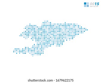 Abstract vector pixel blue of Kyrgyzstan map. Halftone organized in layers for easy editing.