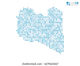 Abstract vector pixel blue of Libya map. Halftone organized in layers for easy editing.