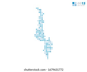 Abstract vector pixel blue of Malawi map. Halftone organized in layers for easy editing.