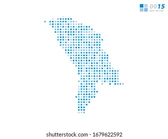 Abstract vector pixel blue of Moldova map. Halftone organized in layers for easy editing.