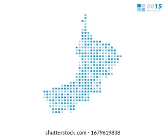 Abstract vector pixel blue of Oman map. Halftone organized in layers for easy editing.