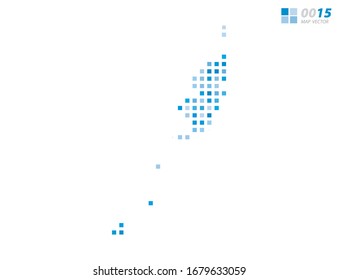 Abstract vector pixel blue of Palau map. Halftone organized in layers for easy editing.