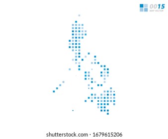 Abstract vector pixel blue of Philippines map. Halftone organized in layers for easy editing.
