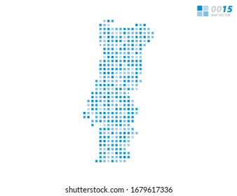 Abstract vector pixel blue of Portugal map. Halftone organized in layers for easy editing.