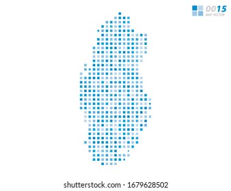 Abstrakte Vektorillustration Pixel blau von Katar Karte. Halftone in Schichten organisiert für einfache Bearbeitung.